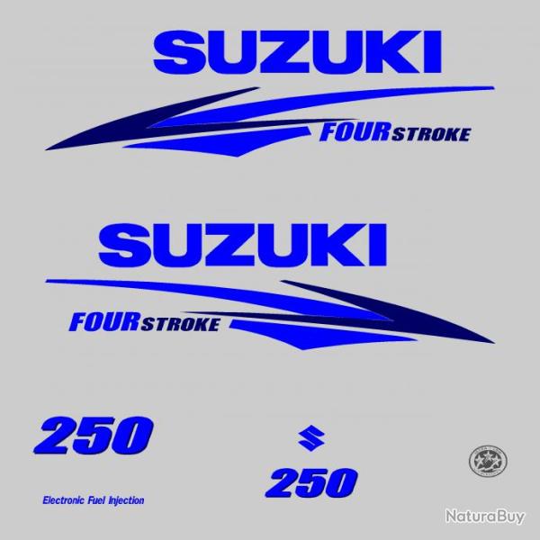 1 kit stickers SUZUKI 250cv serie 2 bleu pour capot moteur hors bord bateau autocollants decals