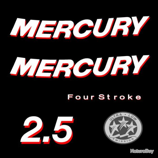 1 kit stickers MERCURY 2.5cv serie 1 pour capot moteur hors bord bateau autocollants decals