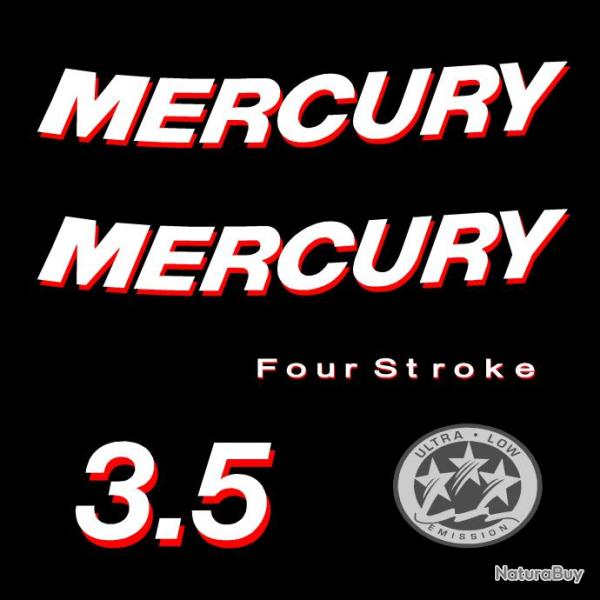 1 kit stickers MERCURY 3.5cv serie 1 pour capot moteur hors bord bateau autocollants decals