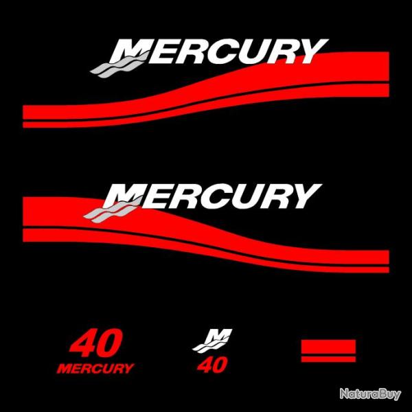 1 kit stickers MERCURY 40cv serie 2 pour capot moteur hors bord bateau autocollants decals