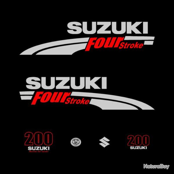 1 kit stickers SUZUKI 200 cv serie 1 pour capot moteur hors bord bateau autocollants decals