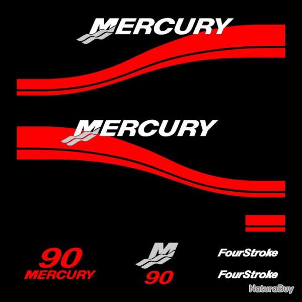 1 kit stickers MERCURY 90cv serie 2 pour capot moteur hors bord bateau autocollants decals