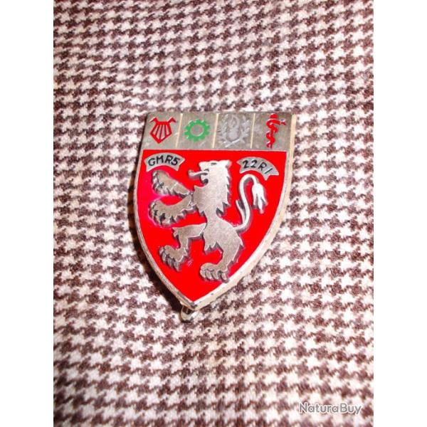 Insigne 22e RI GMR5 R�giment d'Infanterie Groupement Materiel Regionnaux