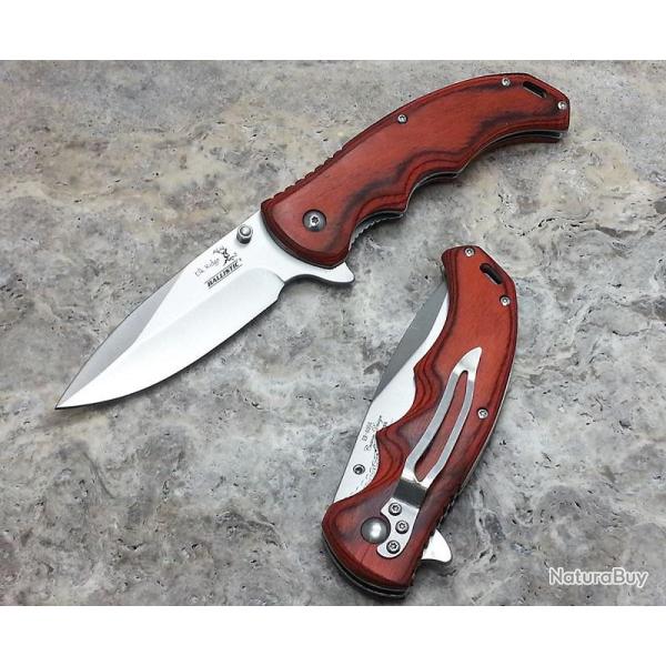 Couteau Elk Ridge Ballistic A/O Acier 440 Manche Bois Pakkawood ERA004SW