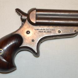 PISTOLET SHARPS Mle 4B -1859-CALIBRE 32 RF (ANNULAIRE) 4 CANONS-.AMERICAN SHARPS GUN M.1859-