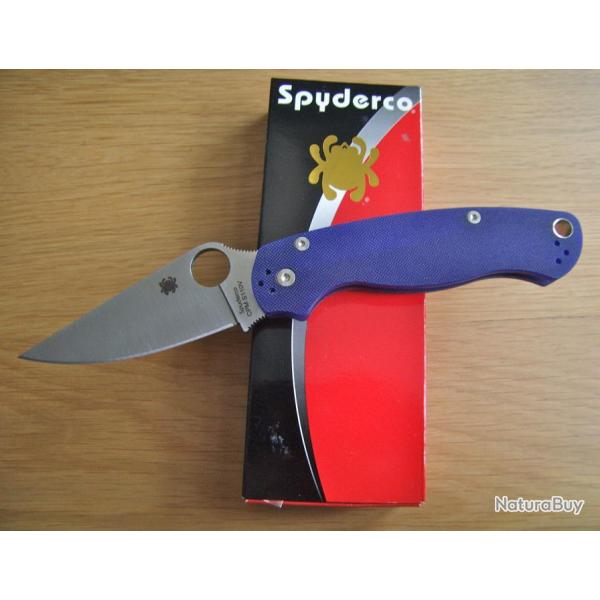 Couteau Spyderco Para-Military 2 Lame Acier CPM-S110V Manche Dark Blue G-10 Made In USA SC81GPDBL2