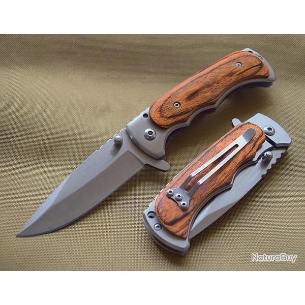 Lot de 3 Couteau Tac Force A/O Lame Acier Inox Manche Bois Pakka Wood TF934WD