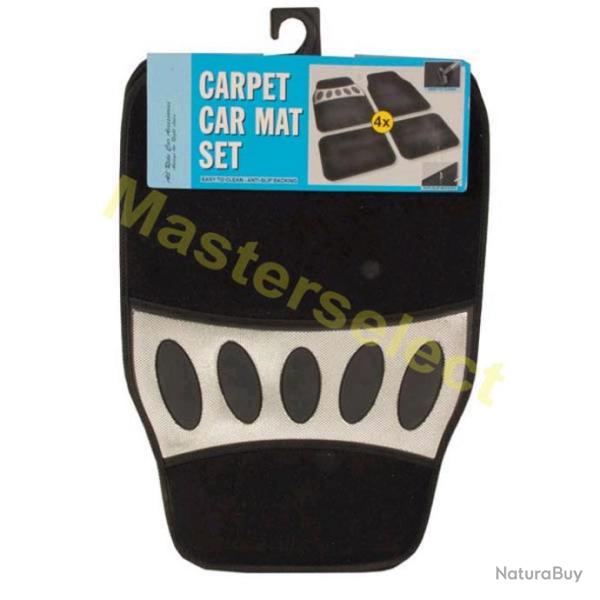 4x Tapis de Sol Pour Voiture Auto Universel Noir / Argent Tr�s beau Mod�le !