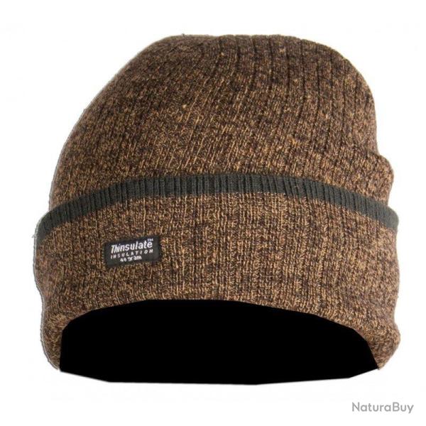 Bonnet marron chin� tricot laine doubl� polaire SOMLYS