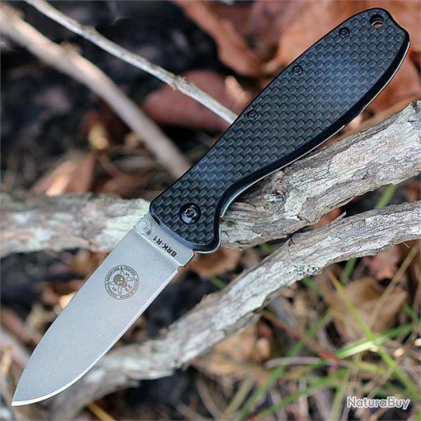 Couteau Esee Zancudo D2 Manche Carbon Fiber/G-10 Lame Acier D2 Framelock BRKR2CF
