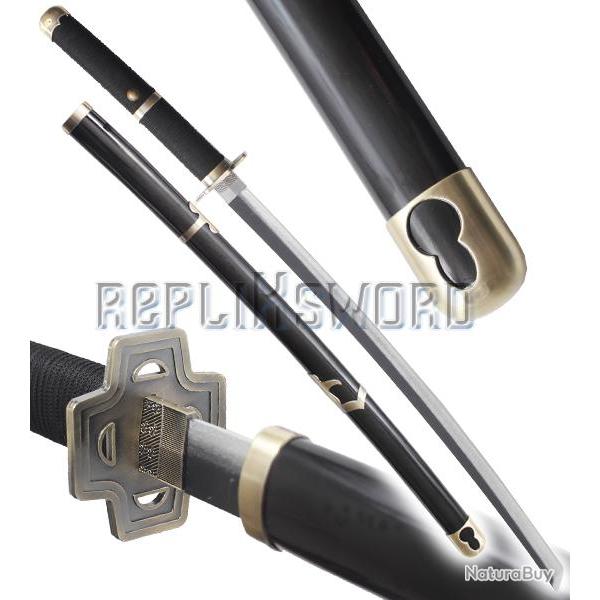 One Piece Katana en Bois Yabushiri Black Replique Epee Zoro Sabre Lame en Bois Repliksword