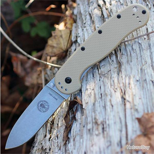 Couteau Esee Avispa Desert Tan Lame Acier D2 Manche FRN Framelock BRK1302DT