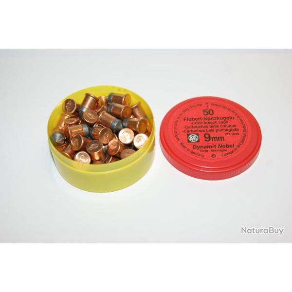BOITE DE 50  CARTOUCHES 9 mm  FLOBERT CONIQUES - (BOSQUETTE) -