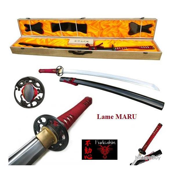 KATANA  Lame  MARU ( noir et rouge ) en Coffret