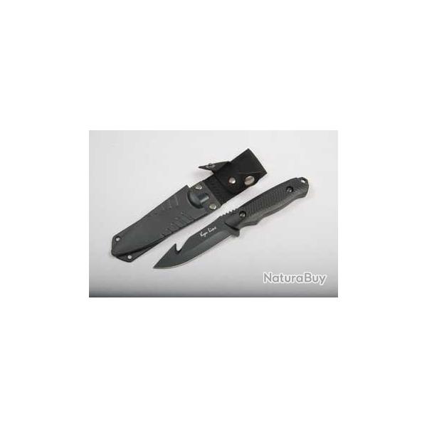 COUTEAU AVEC ETUI RIGIDE LAME NOIRE 011403