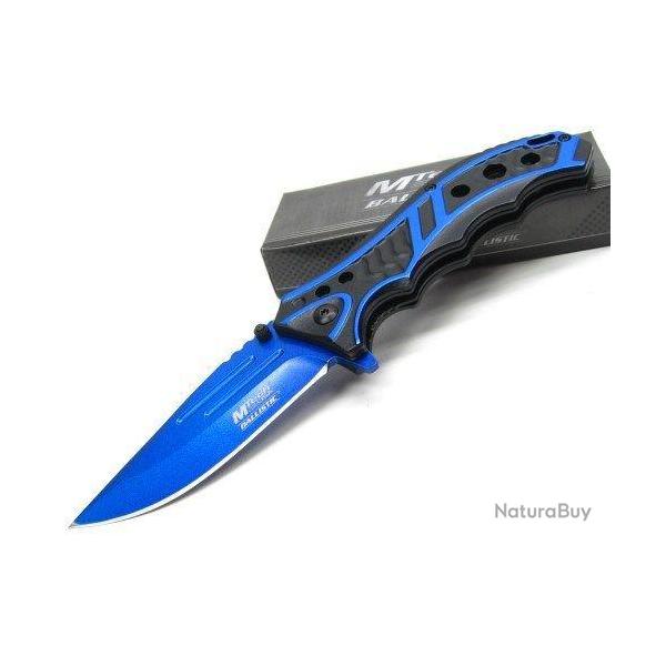 Couteau Mtech Black/Blue A/O Lame Acier Inox Manche Alu Linerlock MTA907BL