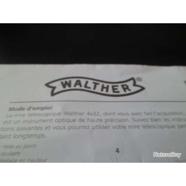 Mode d'emploi de la lunette de tir Walther 4 X 32