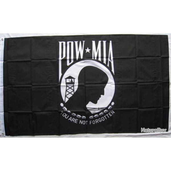 DRAPEAU USA / POW MIA - WHITE LOGO - Ref.095