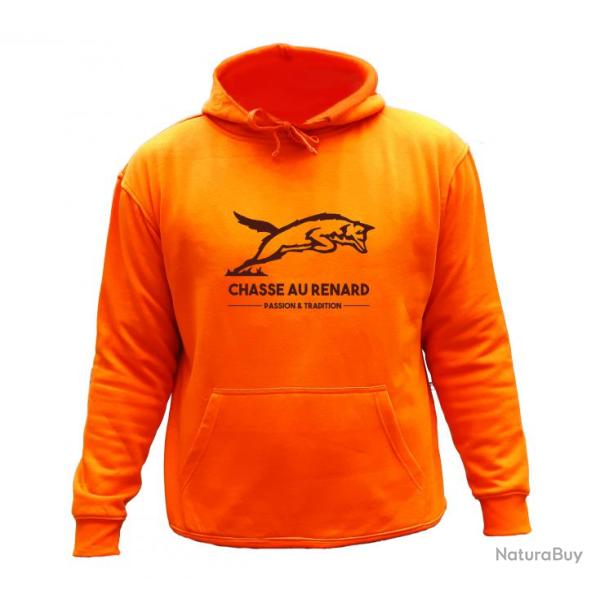 Sweat de chasse avec capuche Orange - Chasse au renard