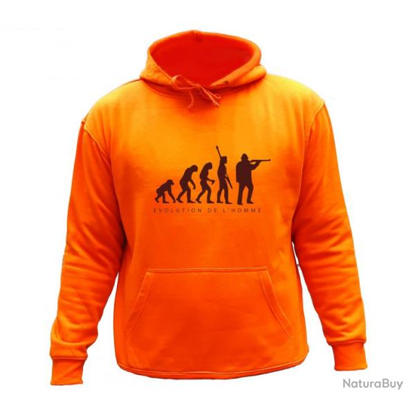 Sweat de chasse avec capuche Orange - Evolution de l'homme