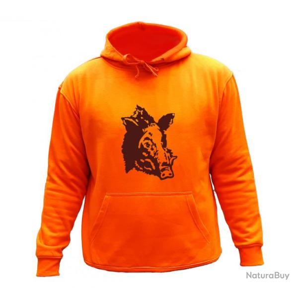 Sweat de chasse avec capuche Orange - Sanglier