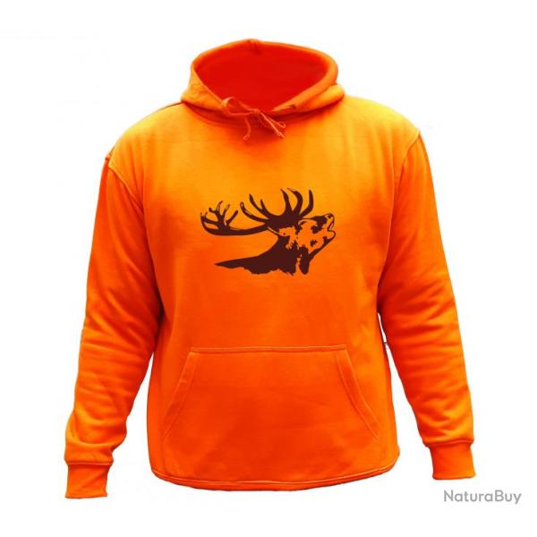 Sweat de chasse avec capuche Orange - Chevreuil