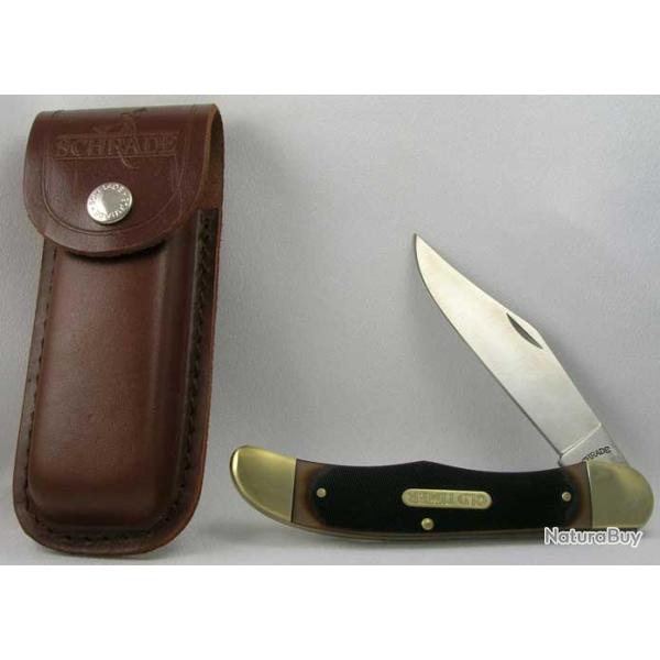 Couteau Schrade Old Timer Mustang Acier Carbone + Etui Cuir SCH125OT