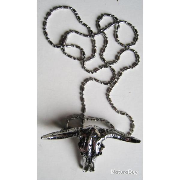 PENDENTIF SKULL LONGHORN 3D - Ref.26