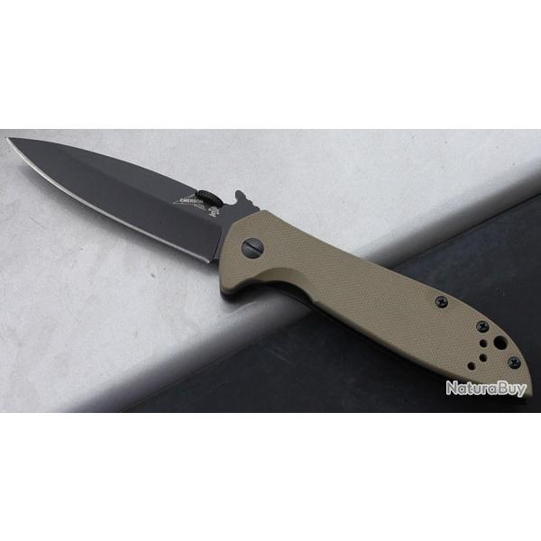 Couteau Kershaw Emerson CQC-4K Acier 8Cr13MoV Manche G-10 Coyote Framelock KS6054BRNBLK