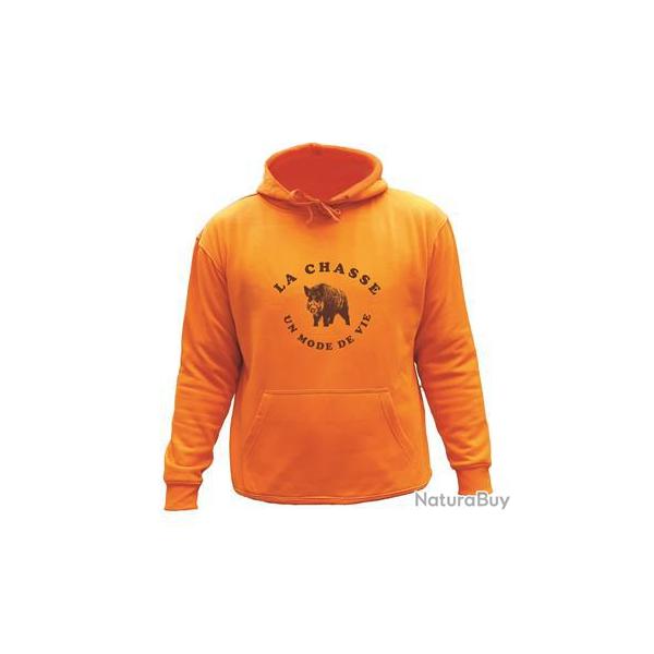 Sweat de chasse avec capuche Orange - Chasse au Sanglier 2