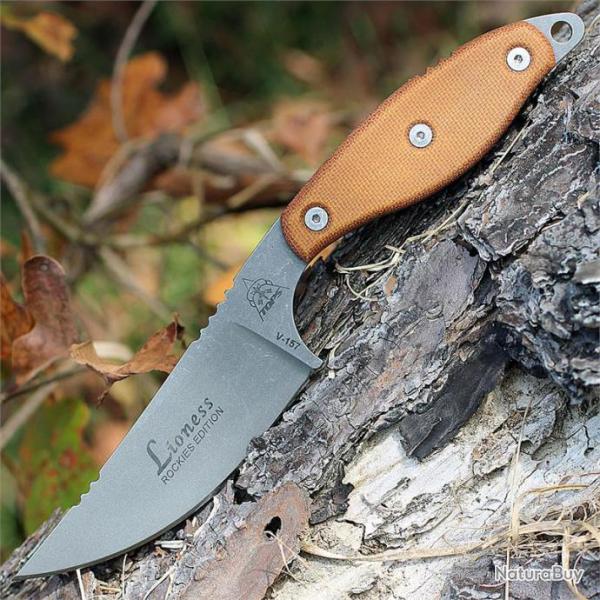 Couteau TOPS Knives Lioness Rockies Edition Tumbled Acier 1095 Etui Kydex Made USA TPLIONTBF