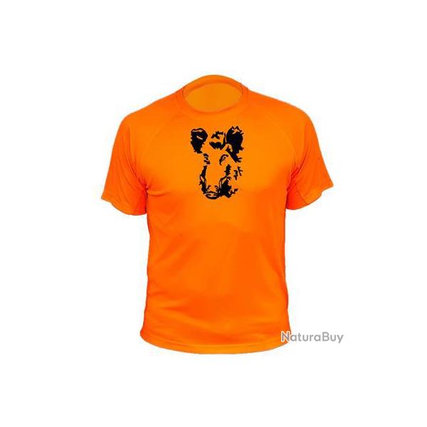 Tee-shirt chasse respirant orange Animal seul - Sanglier Face
