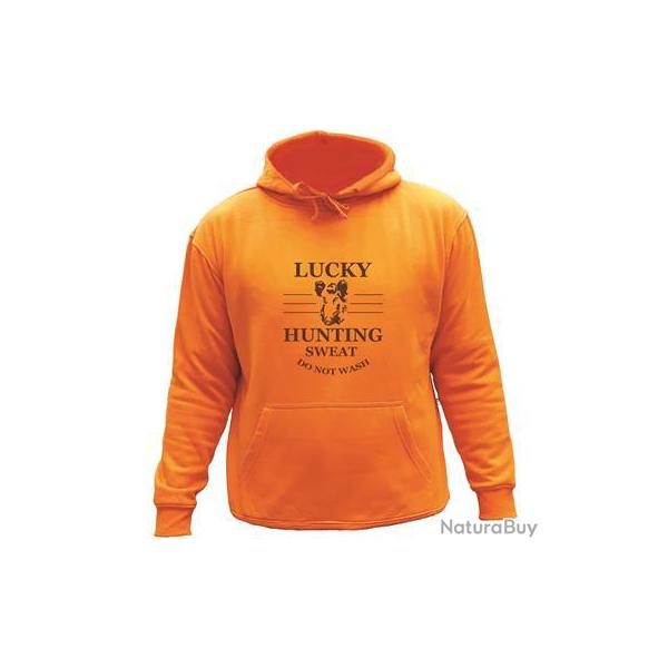 Sweat de chasse avec capuche Orange -lucky hunting sweat- sanglier