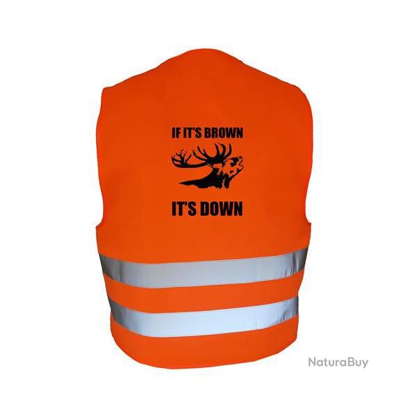 Gilet de chasse Orange - if it's brown it's down - cerf