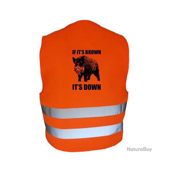 Gilet de chasse Orange - if it's brown it's down - sanglier