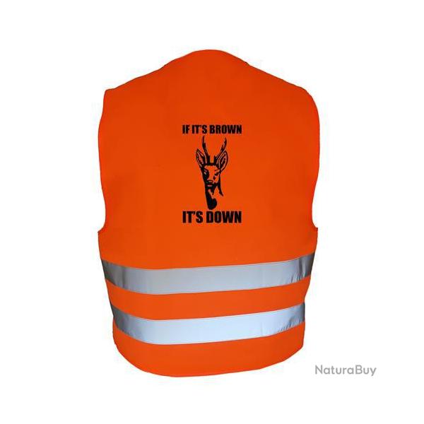 Gilet de chasse Orange - if it's brown it's down - chevreuil