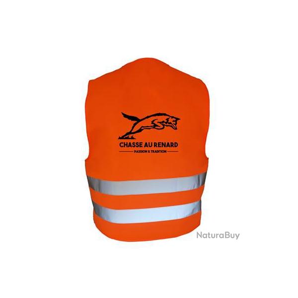Gilet de chasse Orange - passion et tradition- chasse renard