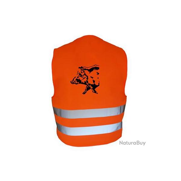Gilet de chasse Orange - sanglier profil -