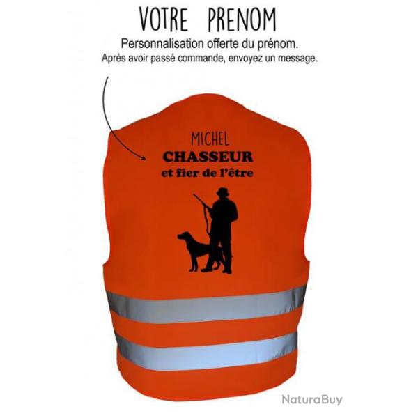 Gilet de chasse Orange - chasseur fi�re de l'�tre - personnalisation