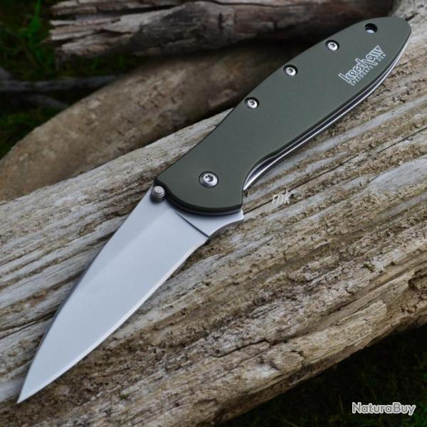 Couteau Kershaw Leek A/O Lame Acier Sandvik 14C28N Manche Alu 6061-T6 Made In USA KS1660OL