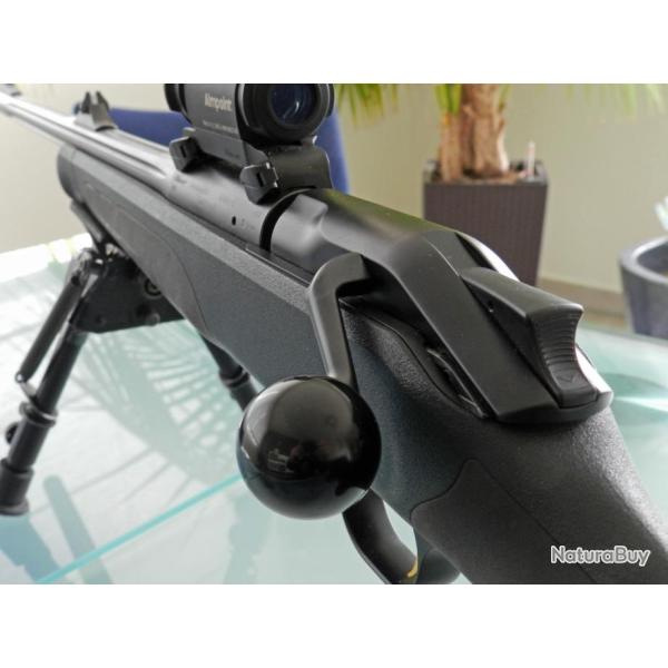 BOULE XXL 30 mm, Delrin poli noir, pour levier d'armement BLASER R93 - R8 ou autres avec filetage M6