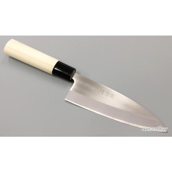 Couteau de Cuisine Japonais Deba Lame Acier Carbone/Inox Manche Bois Made Japan DCIHH03