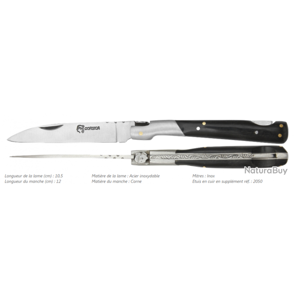 COLLECTION CORSE  Couteau van 12 cm  Corne noire