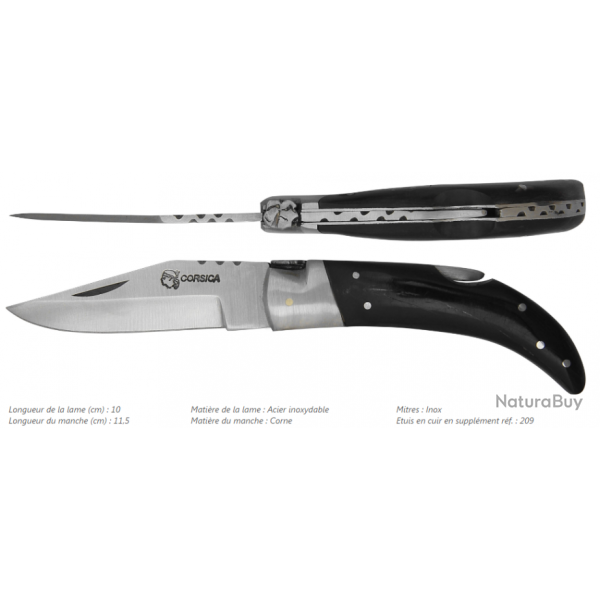 Couteau CORSE PINTUDA 11.5 cm Corne