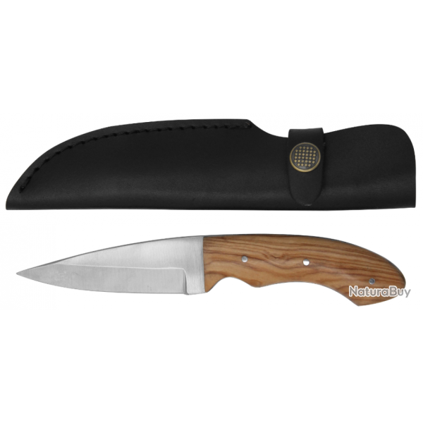 Full tang Couteau  lame fixe 19 cm bois de teck & tui