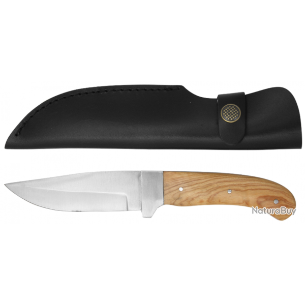 Full Tang Couteau  lame fixe 22,5 cm bois de teck & tui