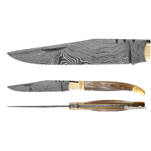 DAMAS - Couteau 12 cm - corne blonde