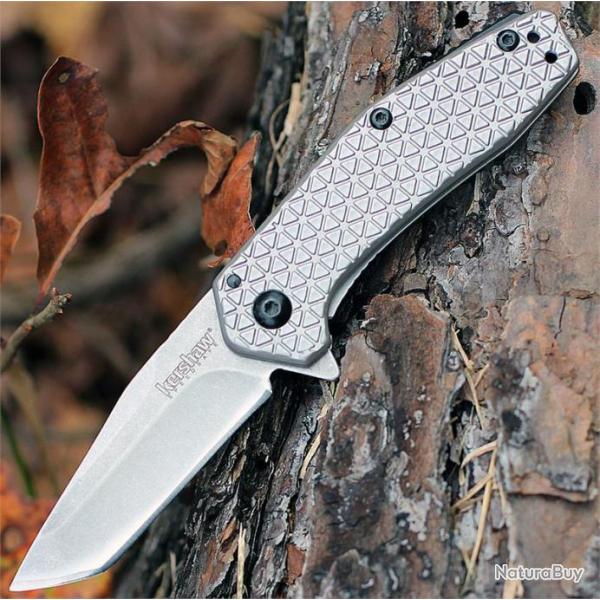 Couteau Kershaw Cathode Tanto A/O Lame Acier 4Cr14 Manche Mtal Framelock KS1324