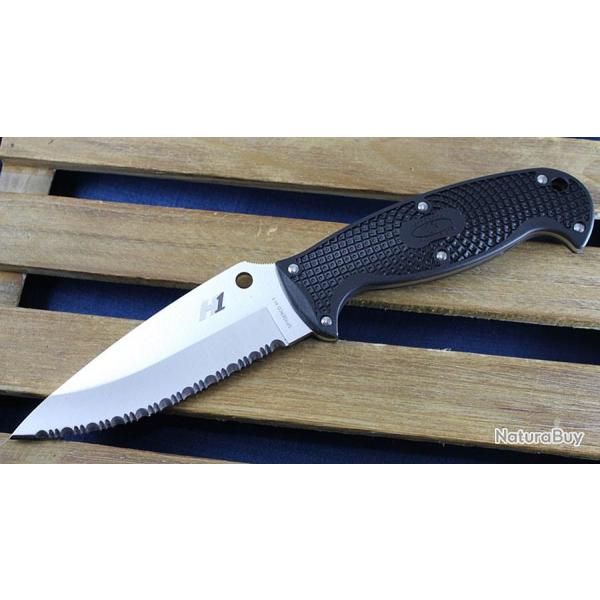 Couteau Spyderco Jumpmaster 2 Acier H1 Manche FRN Etui Boltaron Made In Japan SCFB24SBK2