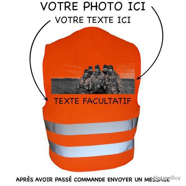 Gilet de chasse Orange -personnalisation photo